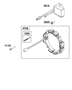 Alternator Group Diagram and Parts List for 356447-0639-G1 200000 - 399999 Briggs and Stratton Engine